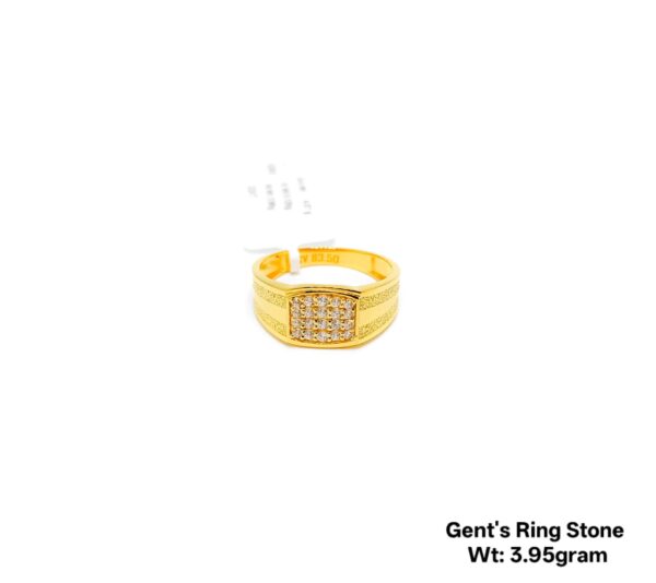Designer 22KT Gold Ring for Men with Sparkling Stones - 3.96 Grams