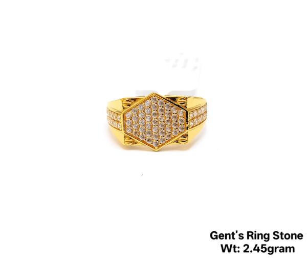 Designer 22KT Gold Ring for Men with Sparkling Stones - 2.45 Grams