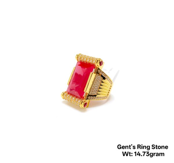 Premium 22K Yellow Gold Gents Ring - Statement Square Stone Setting