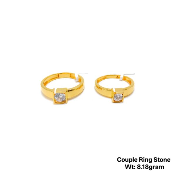 Elegant 22KT Gold Couple Ring Set with Intricate Stone Detailing - 8.18g