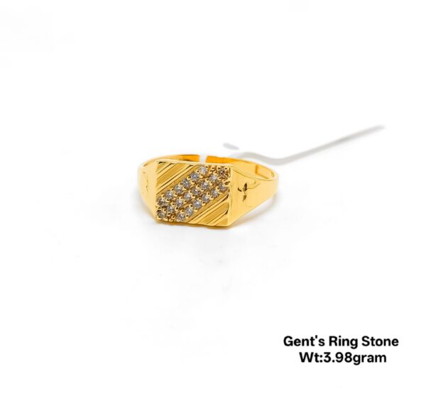 Luxurious 22KT Yellow Gold Gents Ring with Square Stone Cluster - 3.98g