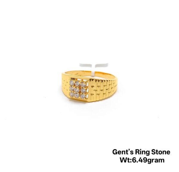 Luxurious 22KT Yellow Gold Gents Ring with Square Stone Cluster - 6.49g