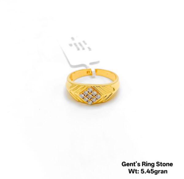 Luxurious 22KT Yellow Gold Gents Ring with Square Stone Cluster - 5.45g