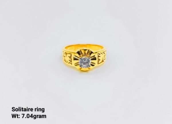 Luxury Men's Yellow Gold Pave Ring - 7.04g Daily Wear Jewelry