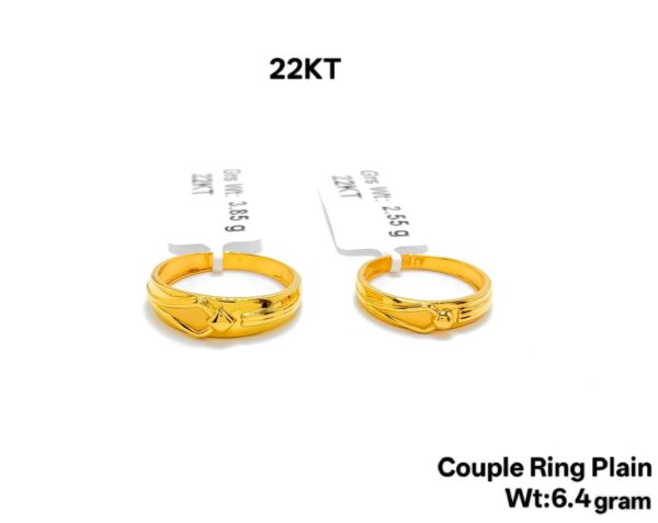 22KT Yellow Gold Plain Wedding Bands for Couples - 6g