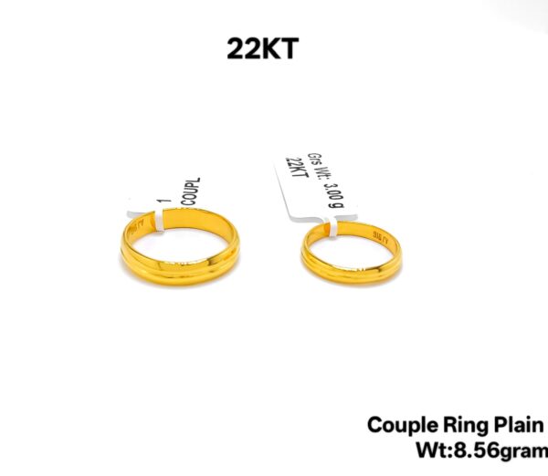 22KT Yellow Gold Plain Wedding Bands for Couples - 9g