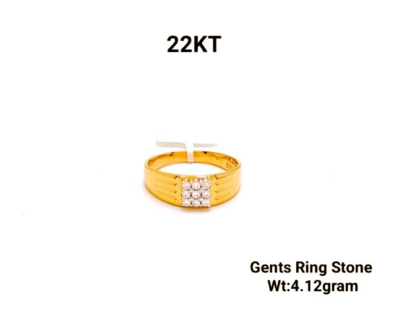 22KT Yellow Gold Gents Stone Studded Ring - 4.12 Grams