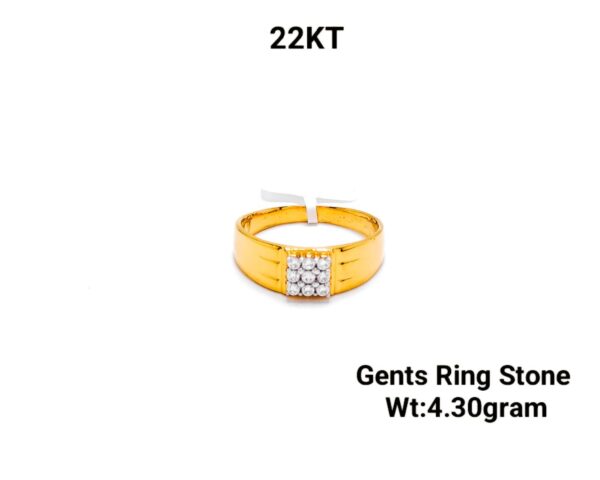 22KT Yellow Gold Gents Stone Studded Ring - 4.30 Grams