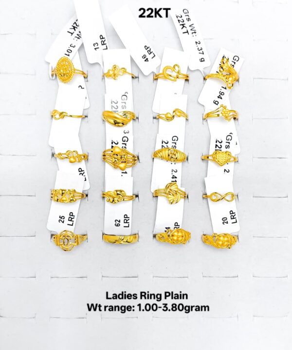 22k Yellow Gold Lightweight Ladies Rings - 1.00g to 3.80g Collection
