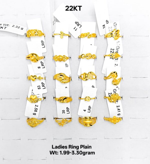 22k Yellow Gold Lightweight Ladies Rings - 1.99g to 3.30g Collection