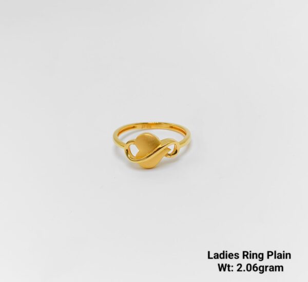 22K Yellow Gold Elegant Heart Plain Ladies Ring - 2.06 Grams