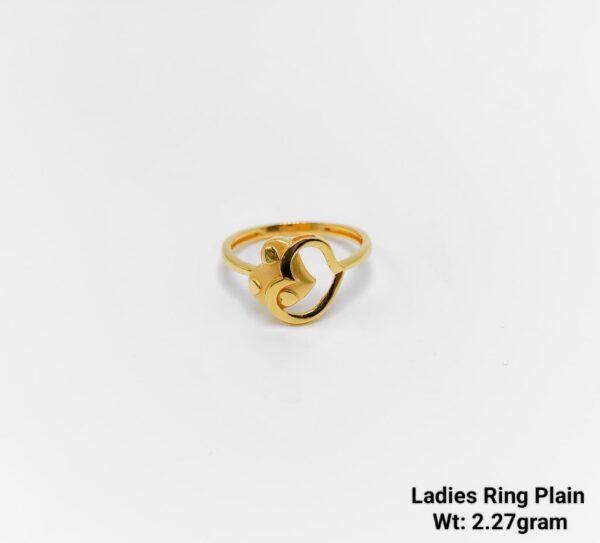 22K Yellow Gold Elegant Heart Plain Ladies Ring - 2.27 Grams