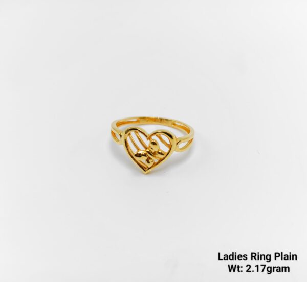 22K Yellow Gold Elegant Heart Plain Ladies Ring - 2.17 Grams