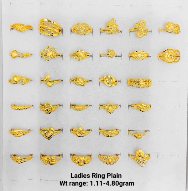 22k Yellow Gold Lightweight Ladies Rings - 1.11g to 4.80g Collection