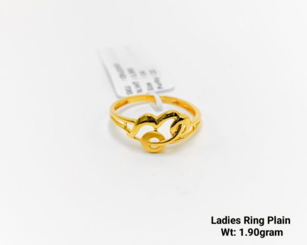 Minimalist 22K Gold Plain Ring with Intricate Floral Design - 1.90g