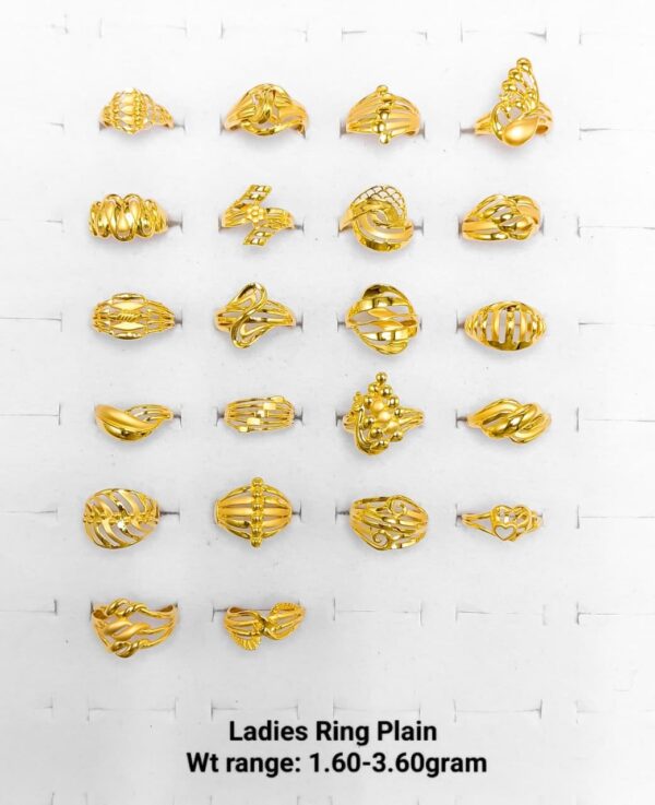 Lightweight 22k Yellow Gold Plain Ladies Rings - 1.60g to 3.60g Collection
