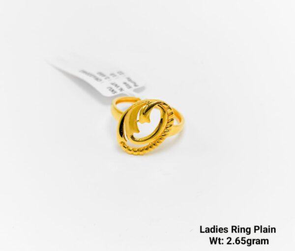 Minimalist 22K Gold Plain Ring with Intricate Floral Design - 2.65g