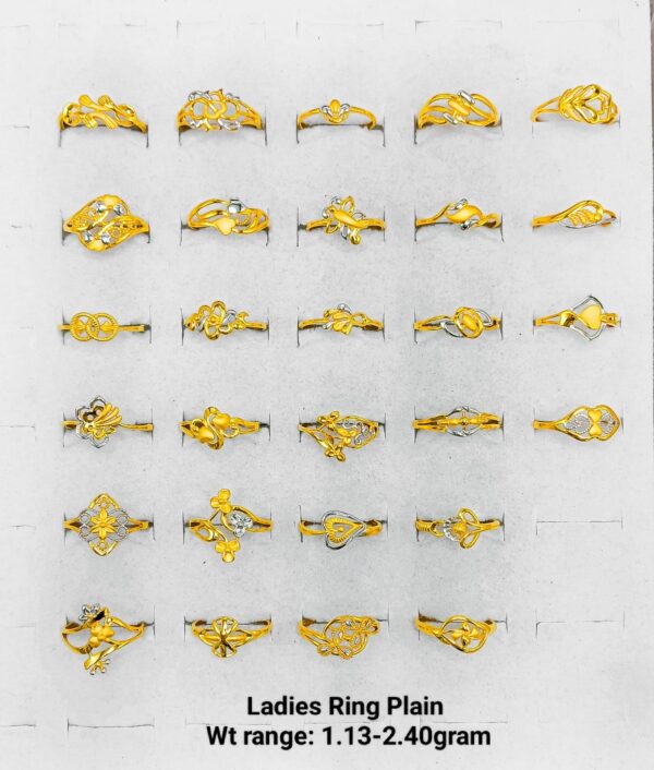 Lightweight 22k Yellow Gold Plain Ladies Rings - 1.13g to 2.40g Collection