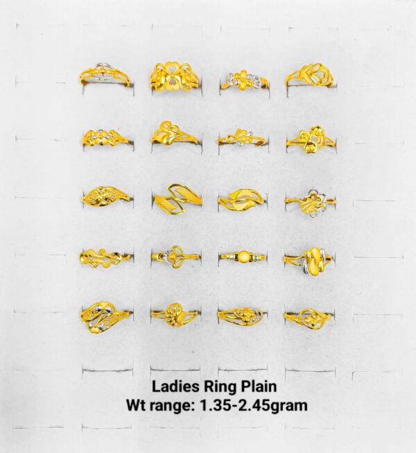 Lightweight 22k Yellow Gold Plain Ladies Rings - 1.35g to 2.45g Collection