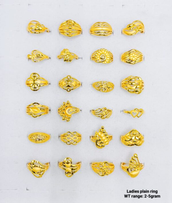 Lightweight 22k Yellow Gold Plain Ladies Rings - 2g to 5g Collection