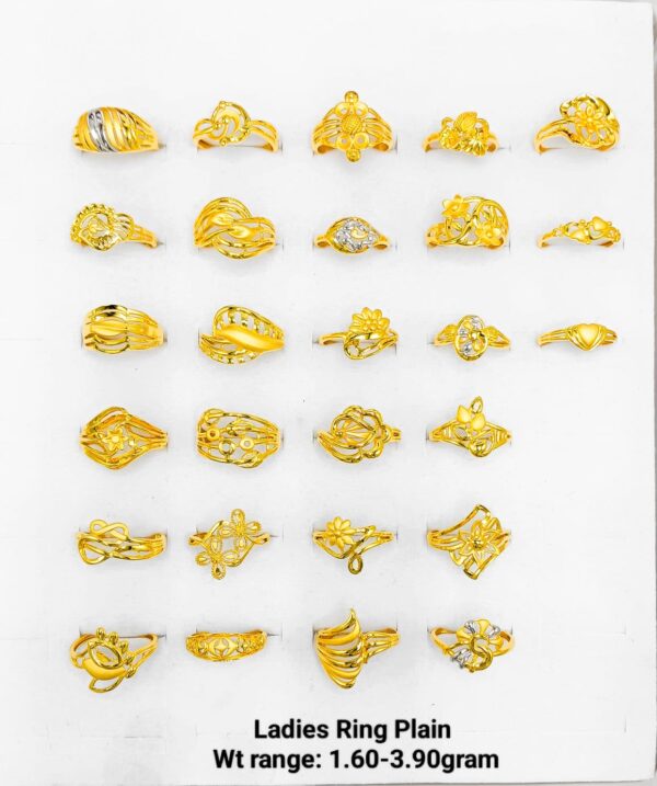 Lightweight 22k Yellow Gold Plain Ladies Rings - 1.60g to 3.90g Collection