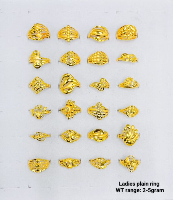 Lightweight 22k Yellow Gold Plain Ladies Rings - 2g to 5g Collection