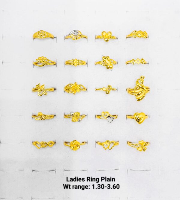 22k Yellow Gold Lightweight Ladies Rings - 2.20g to 4.60g Collection