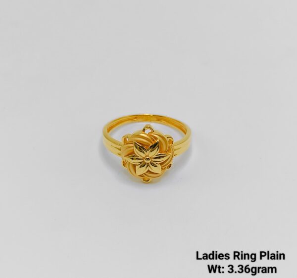 Minimalist 22K Gold Plain Ring with Intricate Floral Design - 3.36g