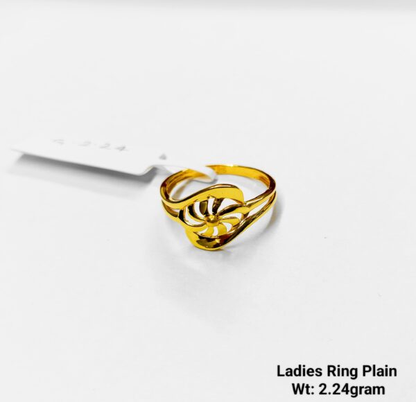 22K Yellow Gold Floral Filigree Plain Ring for Women - 2.24g