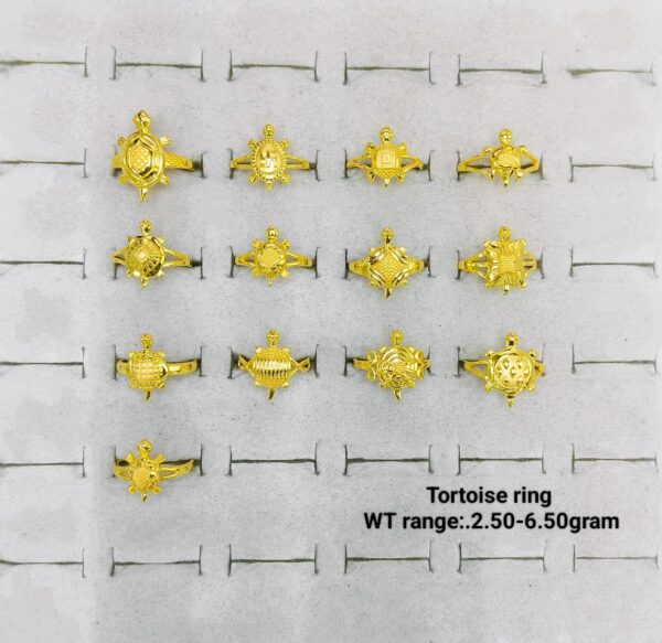 22K Yellow Gold Tortoise Rings for Prosperity - 2.50g to 6.50g