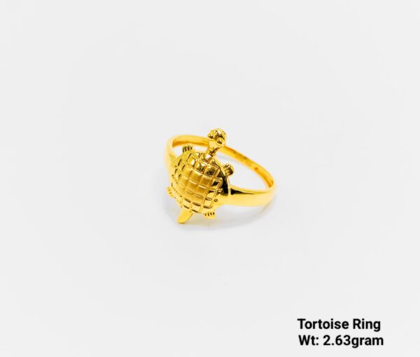 2.63g Pure Gold Tortoise Ring - Good Luck & Wealth Charm
