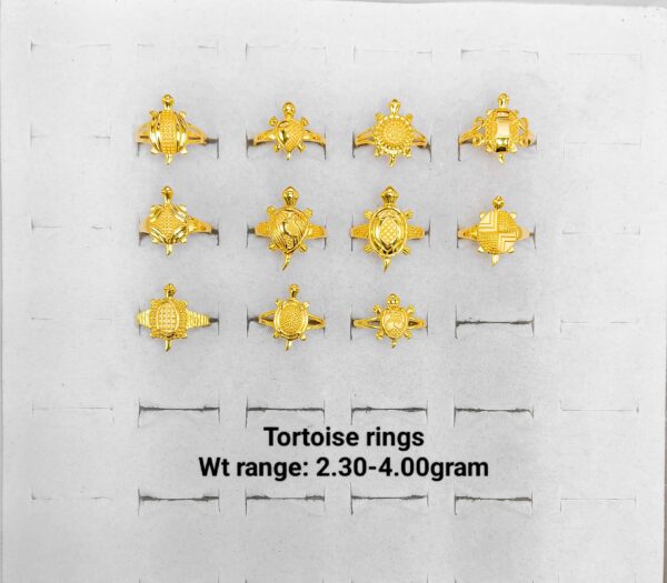 22K Yellow Gold Tortoise Rings for Prosperity - 2.30g to 4.00 Grams