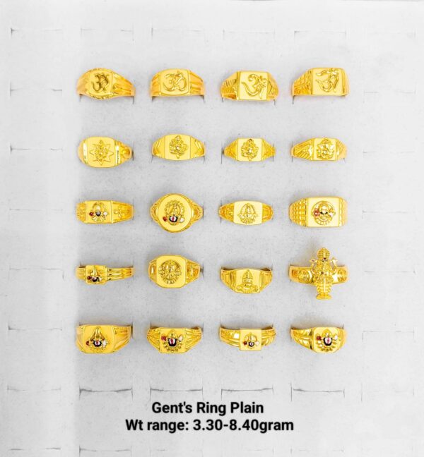 22K Yellow Gold Men's Tirupati Balaji Signet Ring Collection- 3.30g to 8.40g