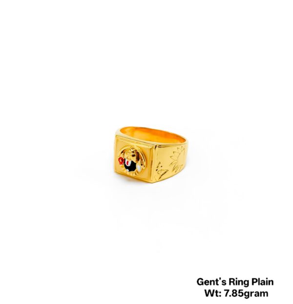 22K Yellow Gold Men's Tirupati Balaji Signet Ring - 7.85 Grams