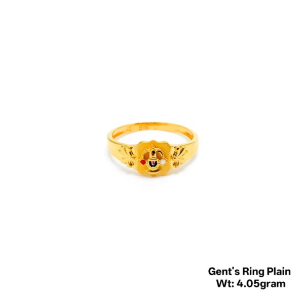 22K Yellow Gold Men's Tirupati Balaji Signet Ring - 4.04g