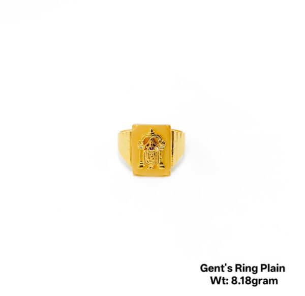 22K Yellow Gold Men's Tirupati Balaji Signet Ring - 8.18g