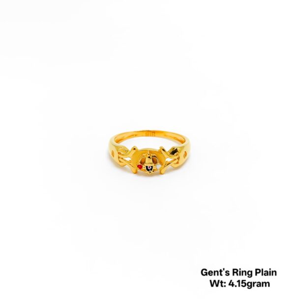 22K Yellow Gold Men's Tirupati Balaji Signet Ring - 4.15g