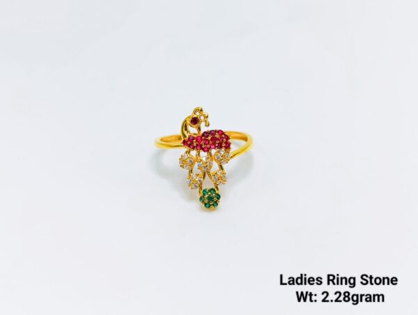 Traditional Gold Multi-Stone Ring for Women - 2.28g Lightweight Jewelry