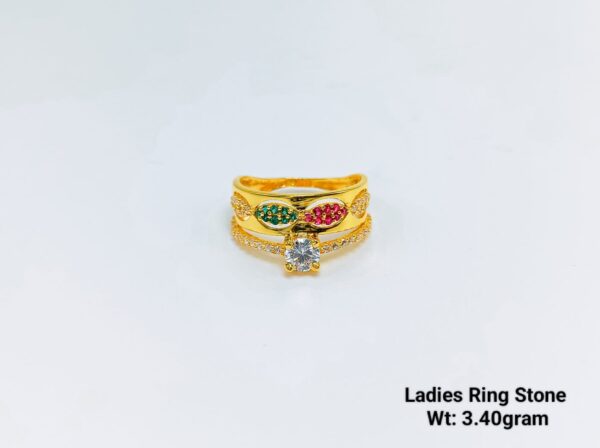 22k Yellow Gold Peacock Design Ladies Ring with Ruby and Emerald Stones