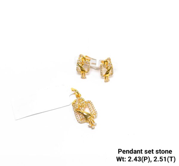 Elegant 22K Gold Heart Motif Pendant Set with Sparkling CZ Stones