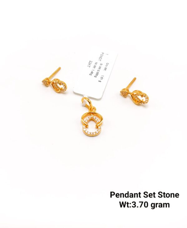 Designer Cubic Zirconia Gold Pendant Set - Elegant 3.70g Pendant