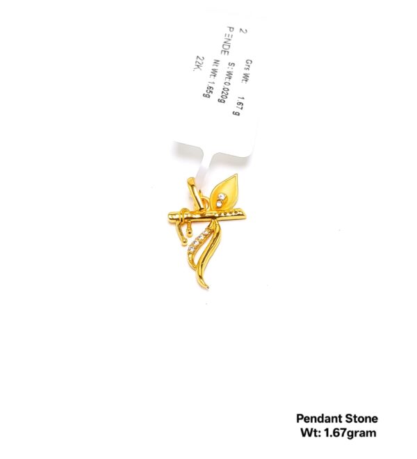 Elegant 22K Yellow Gold Shree Krishna Pendant with Clear Stones - 1.67g