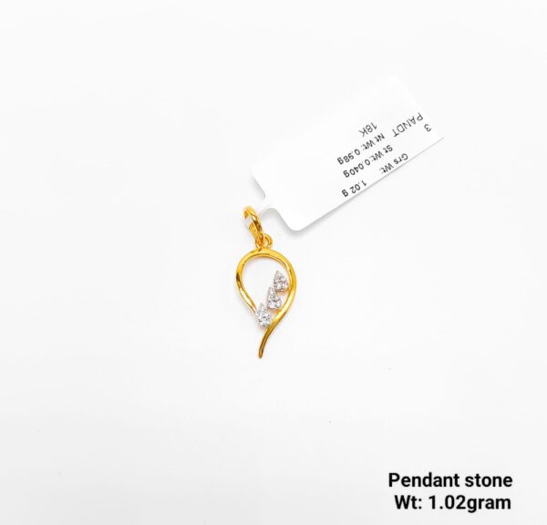 Lightweight 18KT Yellow Gold Casting CZ Stone Pendant - 1.02g