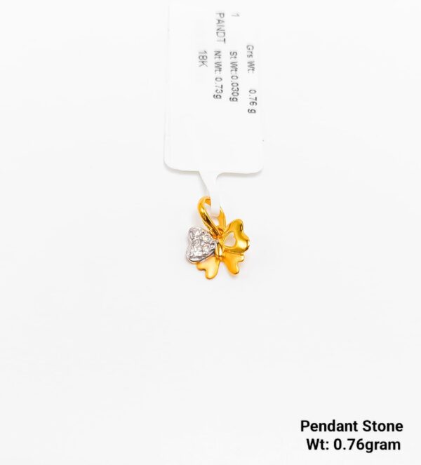 Elegant Stone-Studded Bow Pendant in Pure 22KT Gold