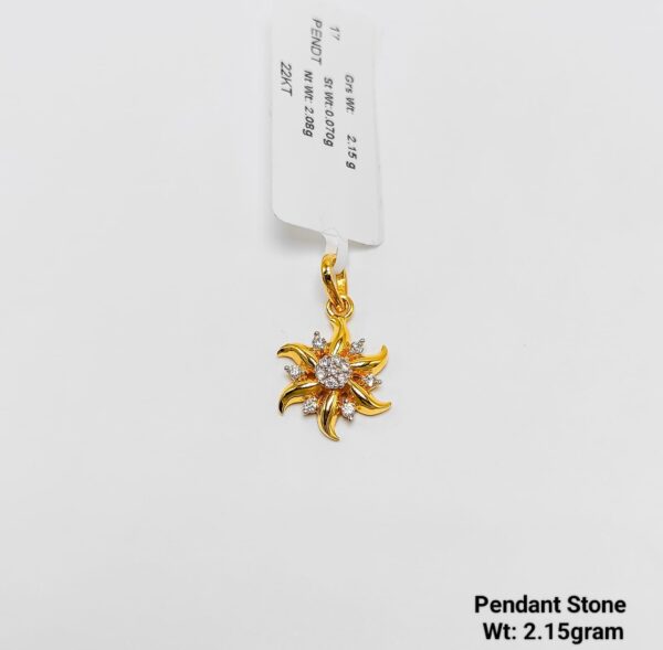 New Design 22KT Yellow Gold CZ Stone Pendant - 2.15g