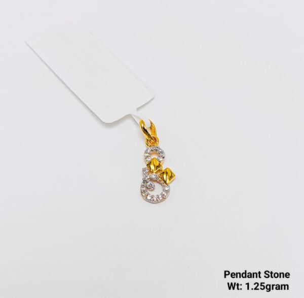 New Design 22KT Yellow Gold CZ Stone Pendant - 1.25g