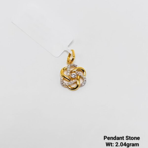 New Design 22KT Yellow Gold CZ Stone Pendant - 2.04g