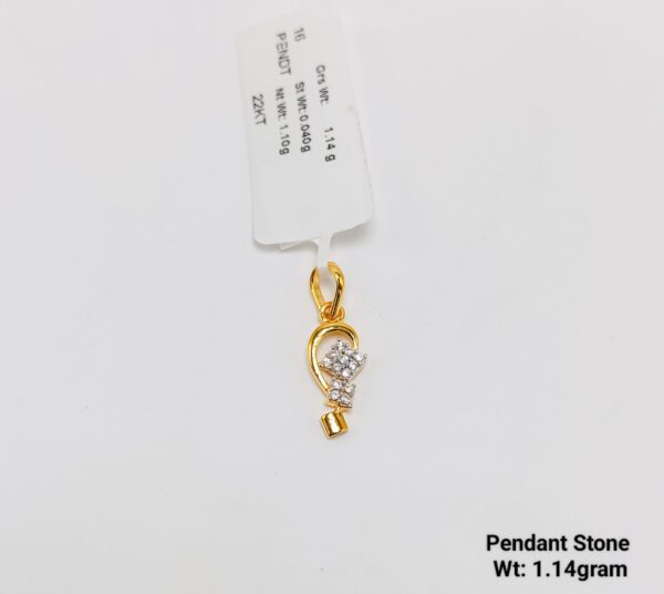 22KT Yellow Gold CZ Stone Pendant - Womens Wear 1.14g