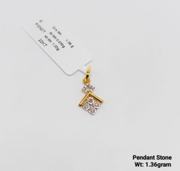 22KT Yellow Gold CZ Stone Pendant - Womens Wear 1.36g