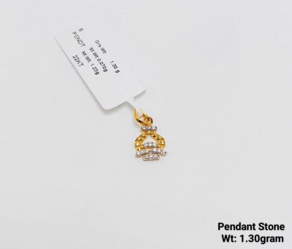 22KT Yellow Gold Pendant with Diamond-Cut Stone Accents - 1.30g